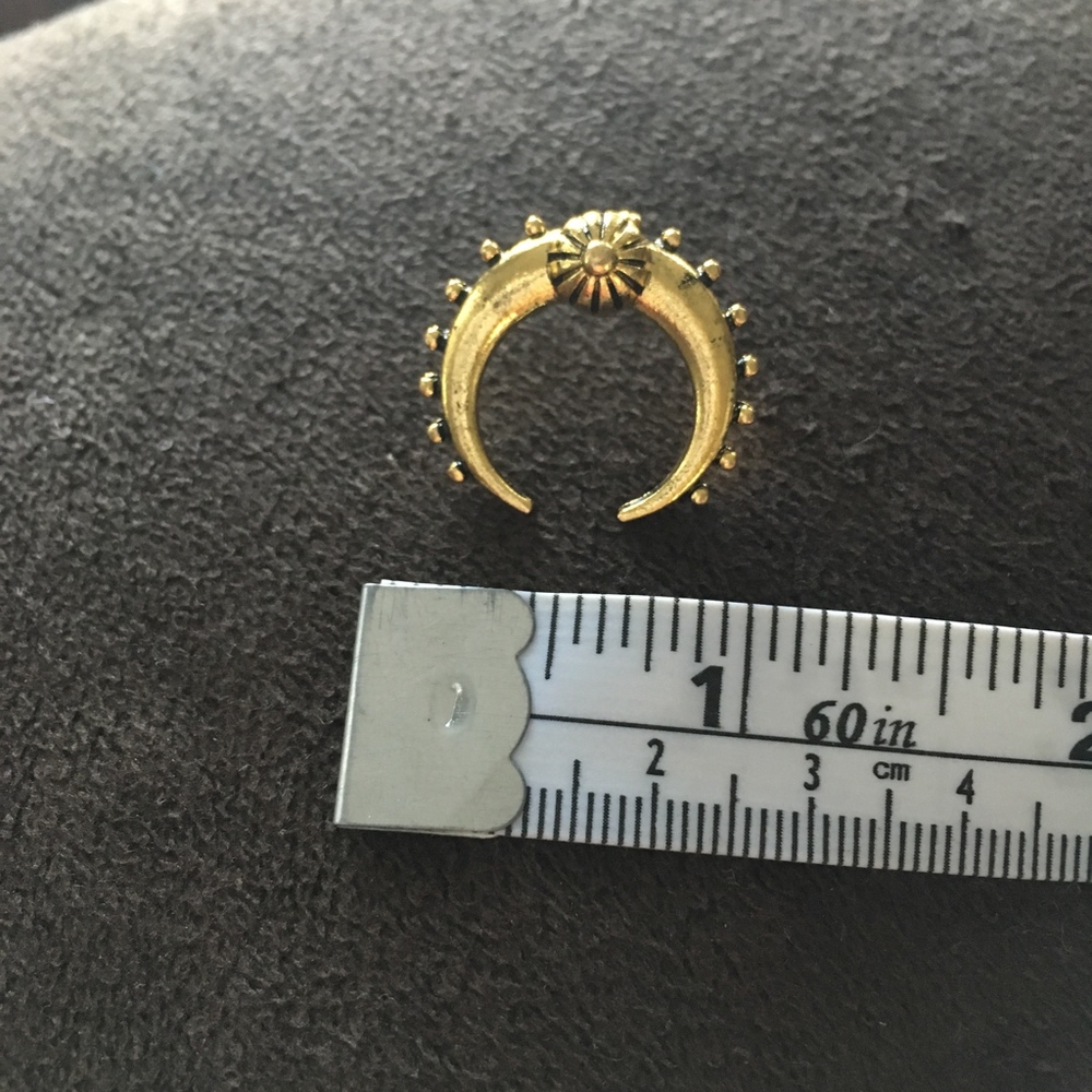 'Rome Traveler' Crescent Horn Studded Gold Earring - Picture 3 of 5